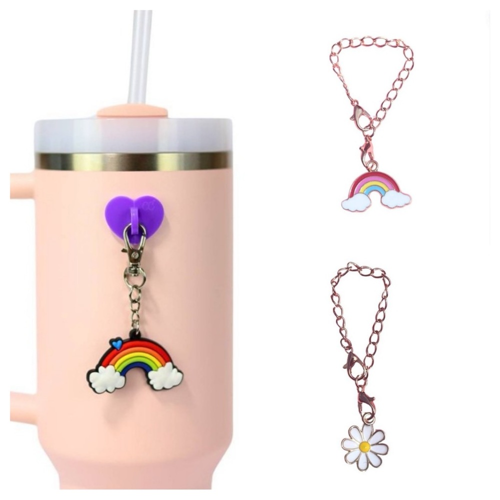 CharCharms Rainbow Water Bottle Charm, Daisy Flower Charm, Rainbow Charm NWT